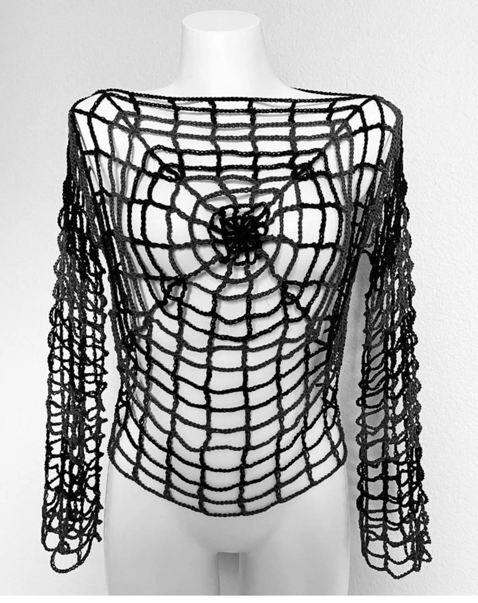 Crochet Spiderweb Crop Top: Handmade Cotton Halloween Top