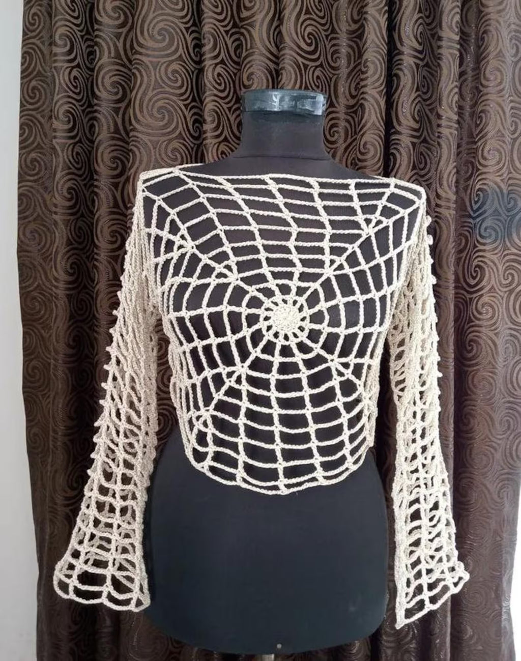 Crochet Spiderweb Crop Top: Handmade Cotton Halloween Top