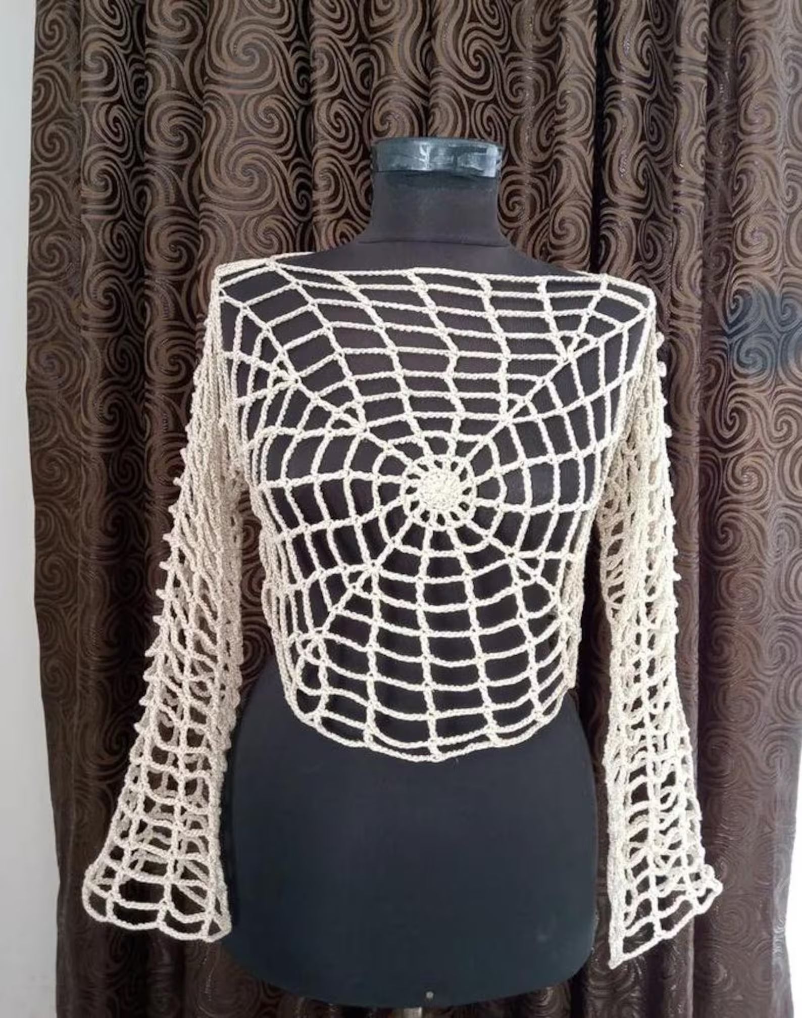 Crochet Spiderweb Crop Top: Handmade Cotton Halloween Top