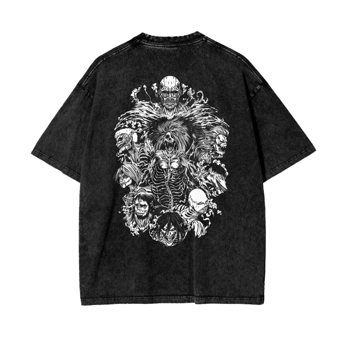 Attack on Titan Anime Acid Washed Oversize T-Shirt Eren Jeager Anime Tee Gift For Him