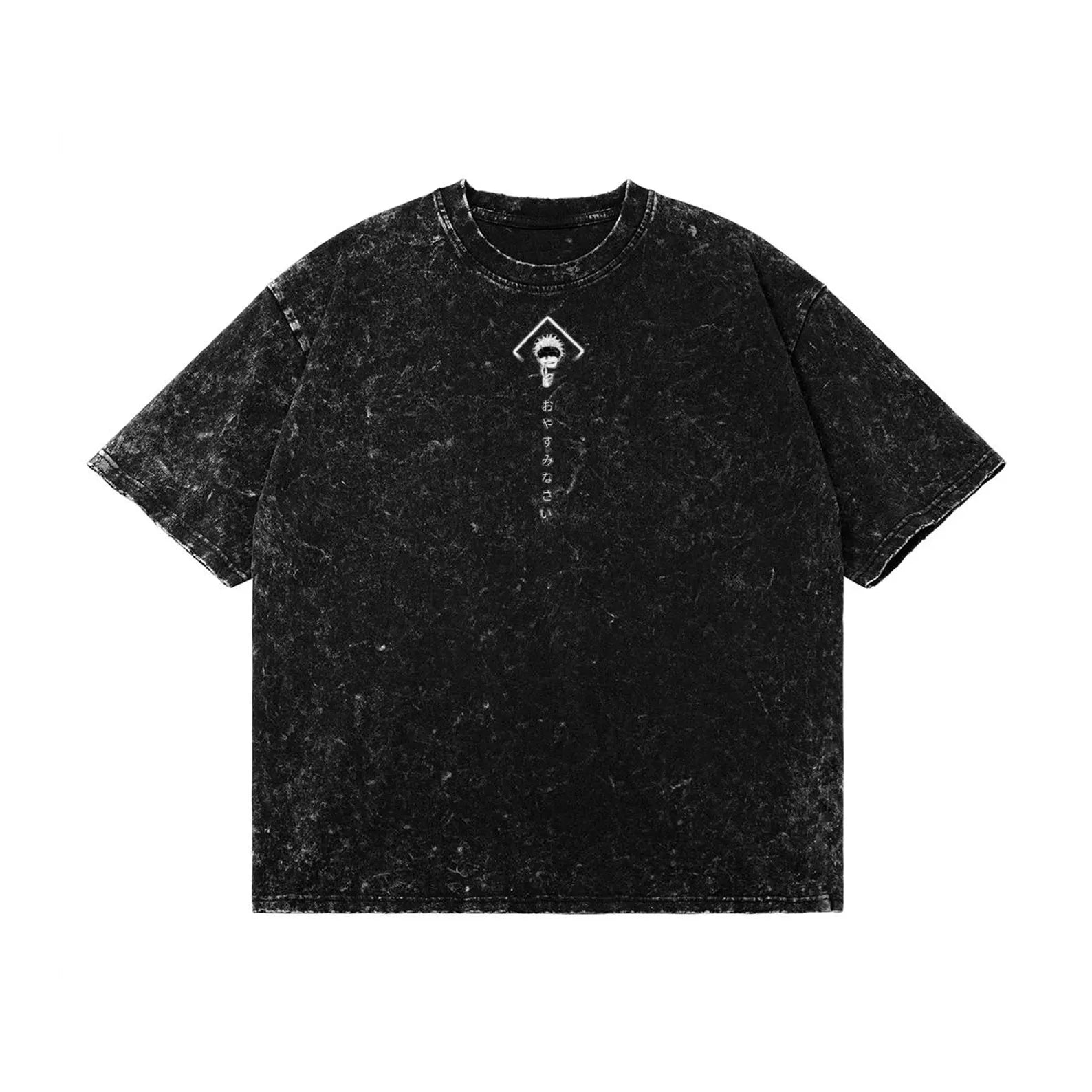 Jujutsu Kaisen Anime Acid Washed Oversize T-Shirt Sukuna Anime Tee Gif