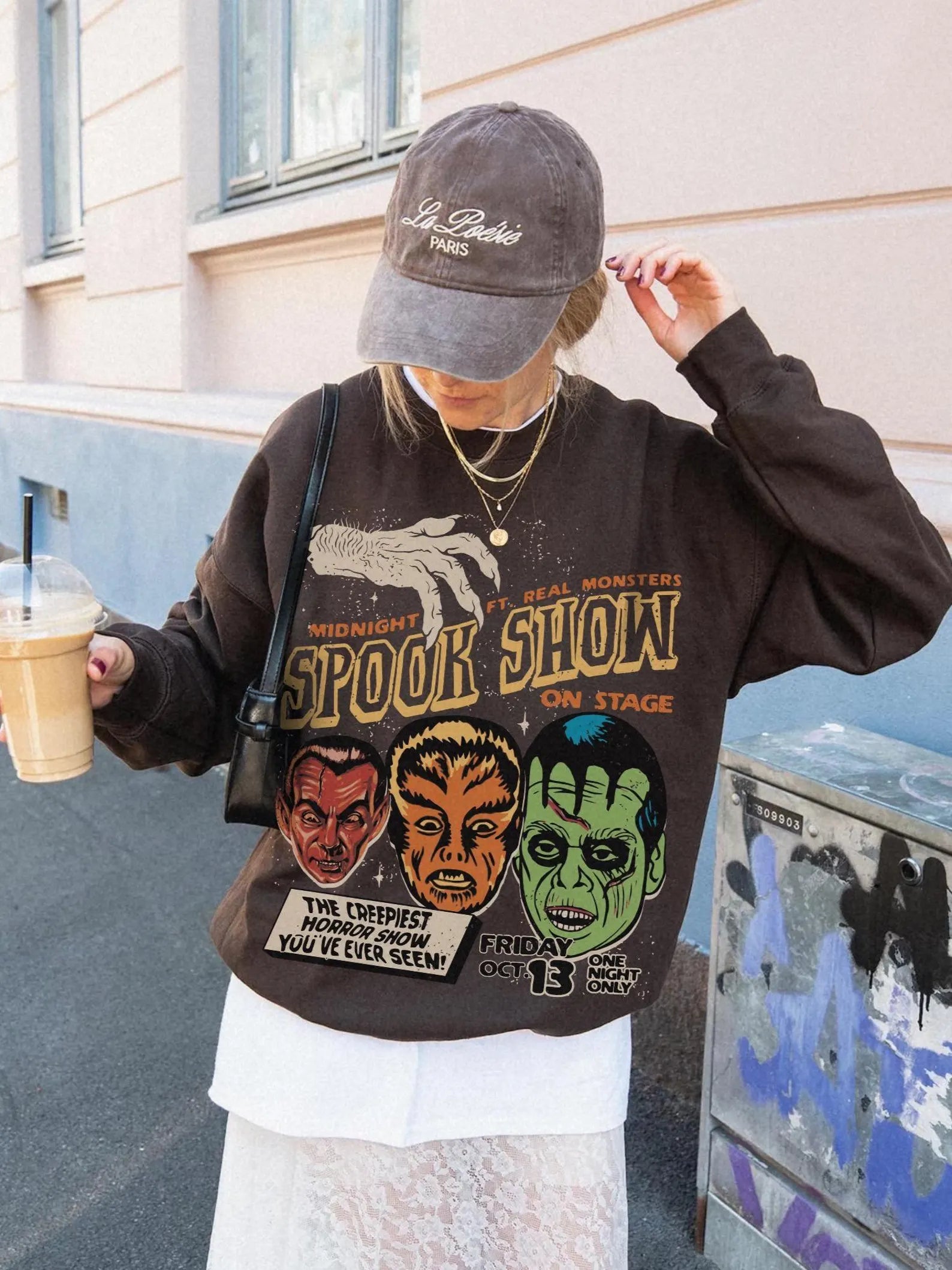 Spook Show Sweatshirt UNISEX 90s Grunge Vintage Halloween Crewneck Cult Classic Horror Fright Night Monster Mash Hoodie Frankenstein Shirt