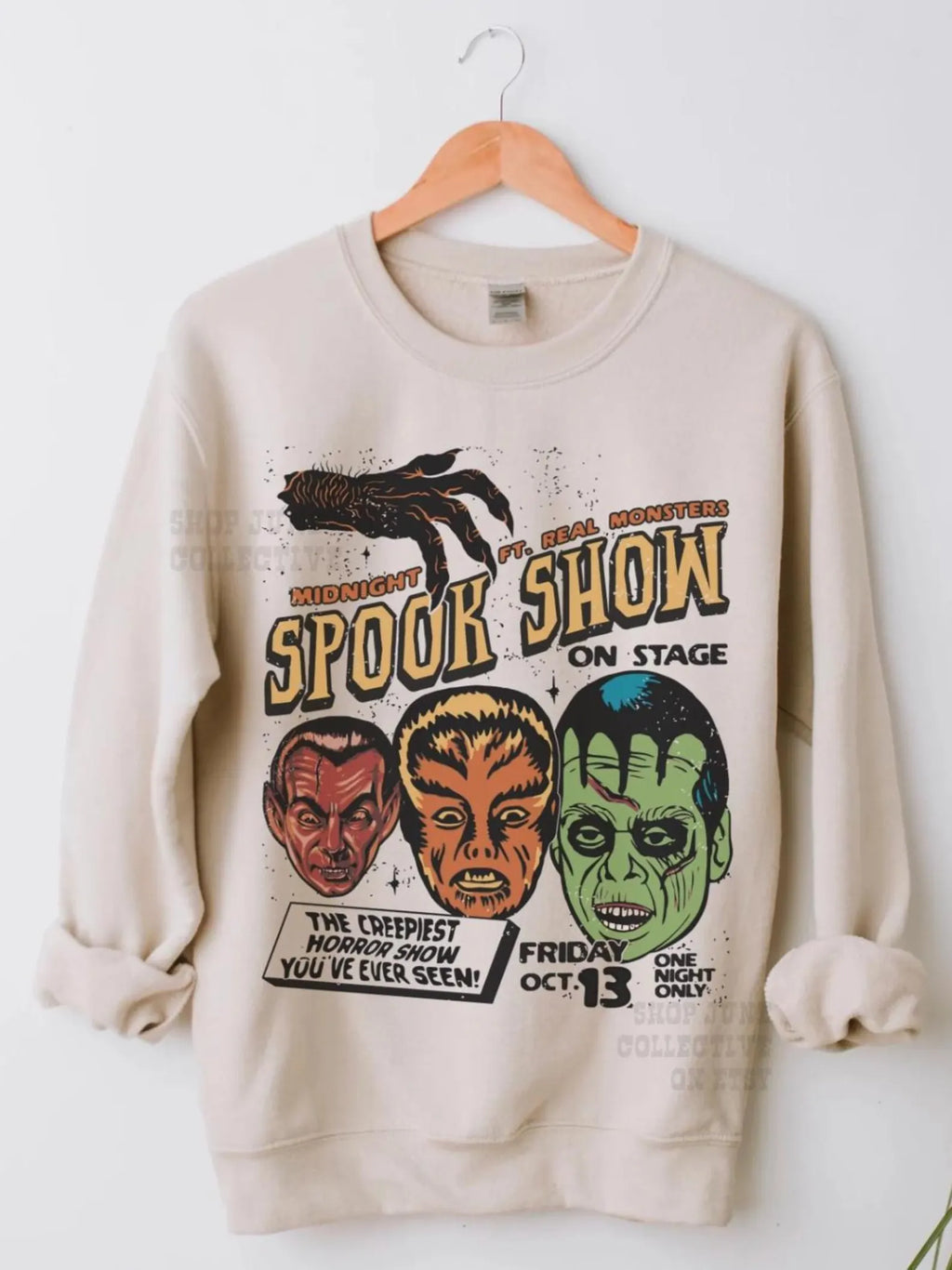 Spook Show Sweatshirt UNISEX 90s Grunge Vintage Halloween Crewneck Cult Classic Horror Fright Night Monster Mash Hoodie Frankenstein Shirt