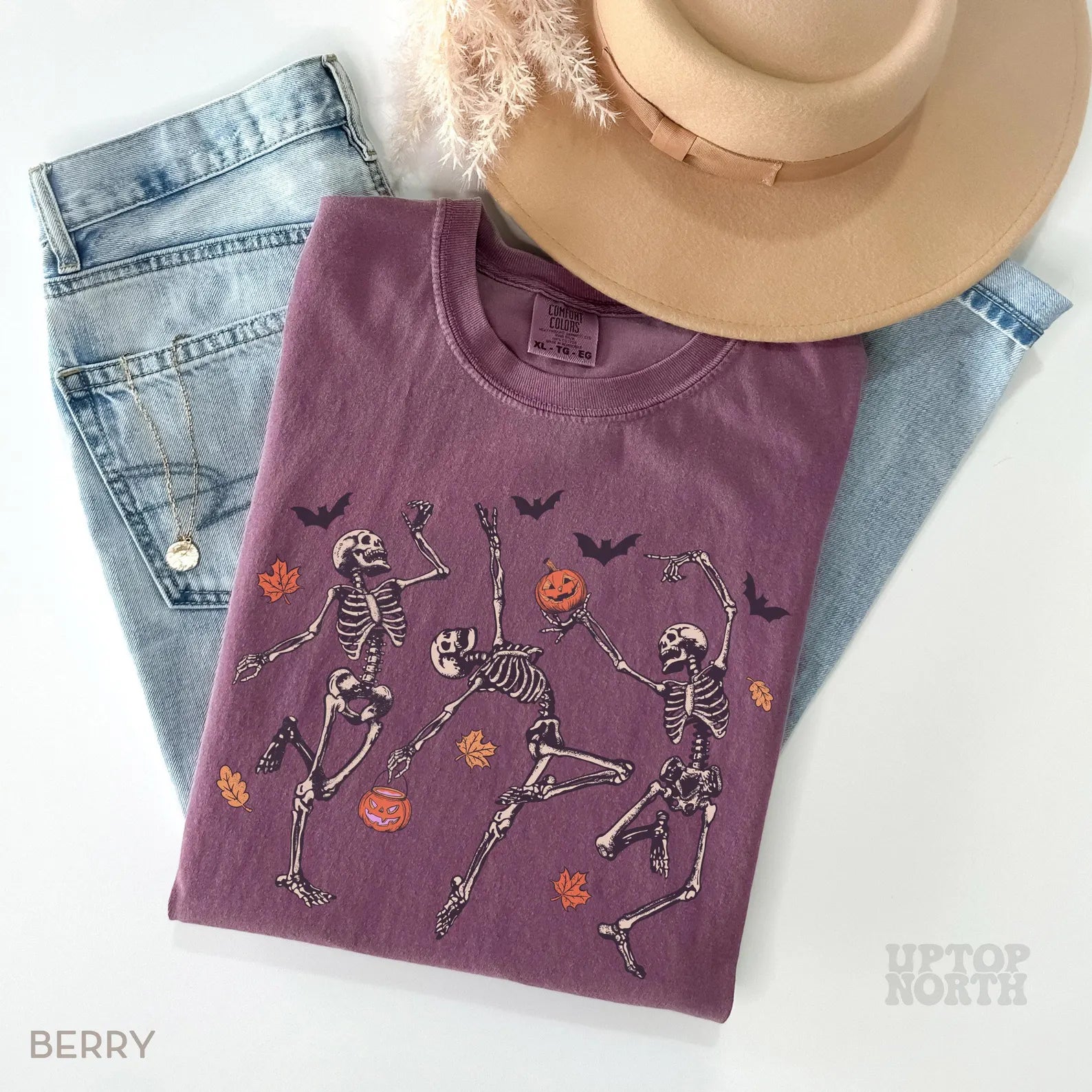 Comfort Colors® Dancing Skeleton Shirt, Halloween Shirt, Pumpkin Shirt, Retro Halloween Shirt
