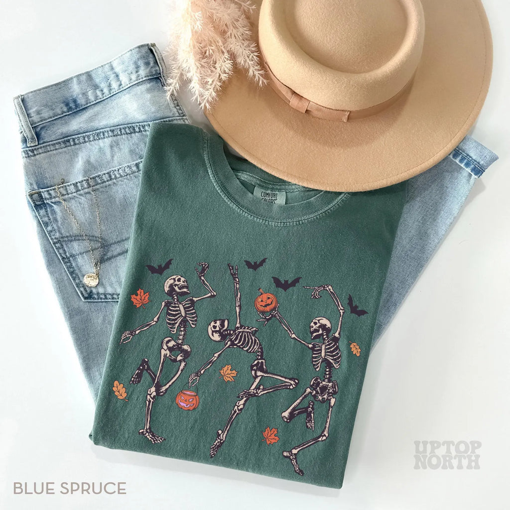 Comfort Colors® Dancing Skeleton Shirt, Halloween Shirt, Pumpkin Shirt, Retro Halloween Shirt