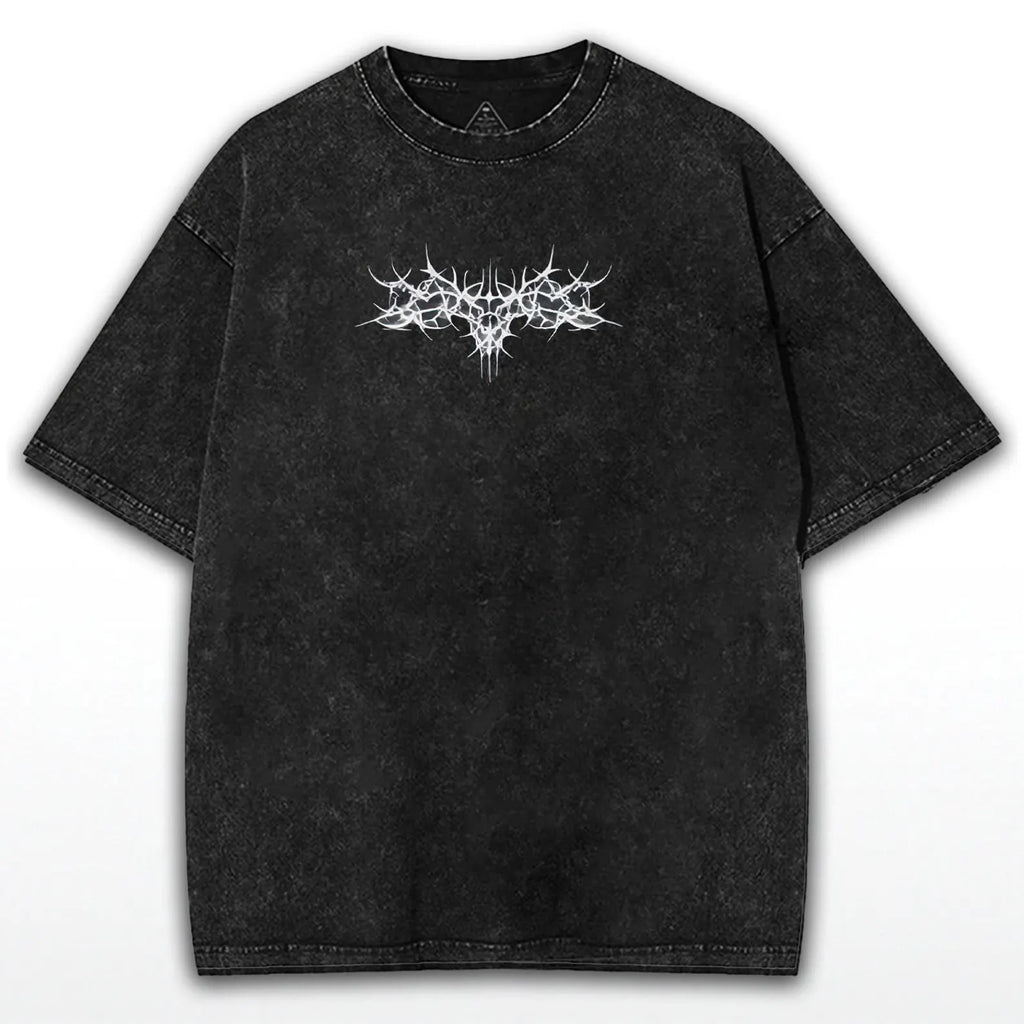 Gothic Y2K Angel Washed Shirt – Anime Oversized Tee – Black Cotton Washed Top – Dark Aesthetic Streetwear – 2K Grunge Gym Clothing