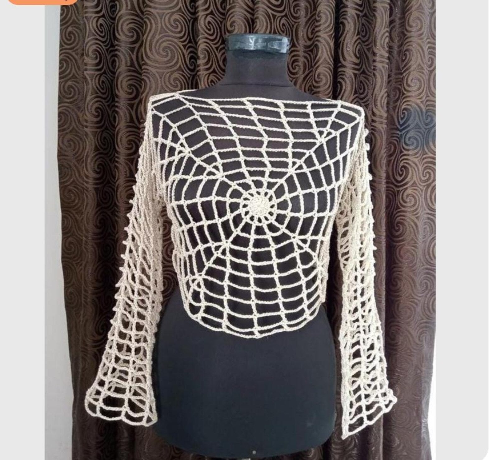 Crochet Spiderweb Crop Top: Handmade Cotton Halloween Top